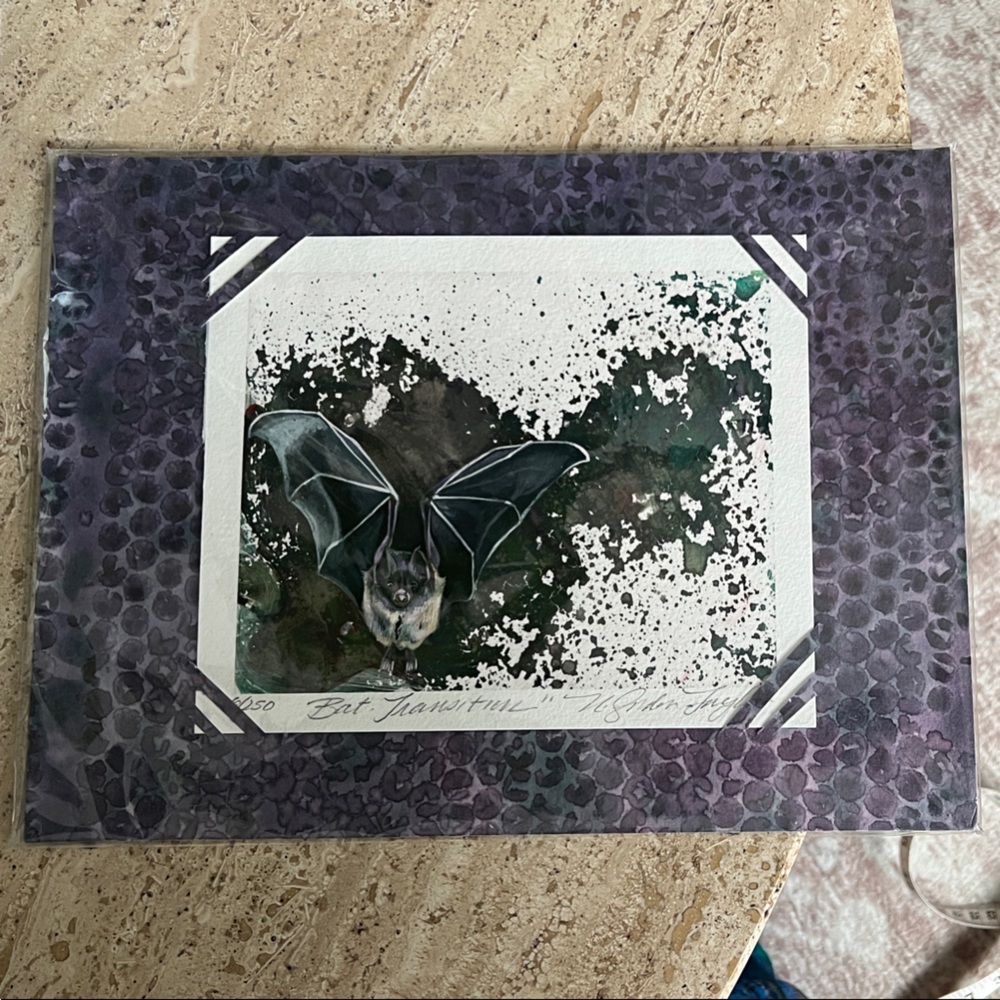 Purple and Black Bat Art Print
